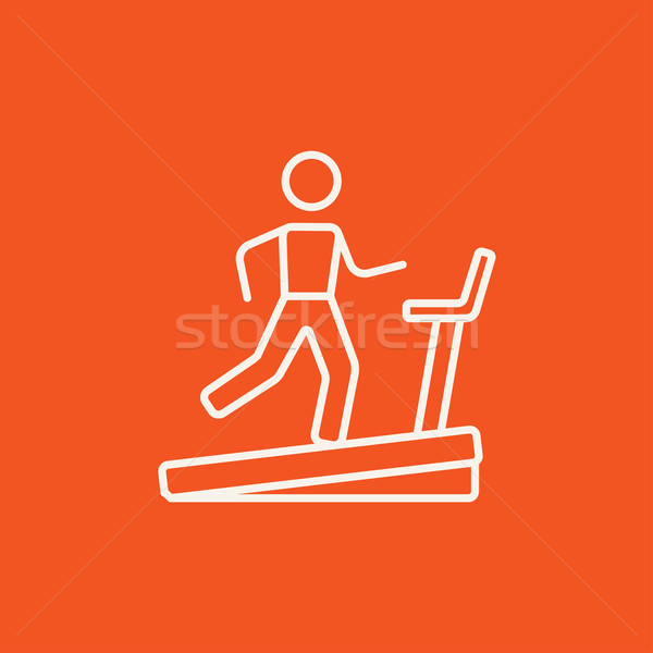 Stock photo: Man running on treadmill line icon.