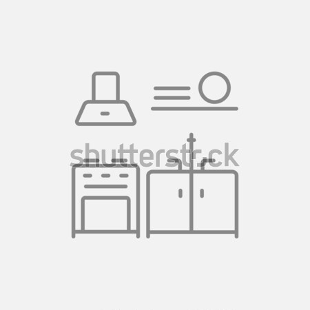 Kitchen interior line icon. Stock photo © RAStudio
