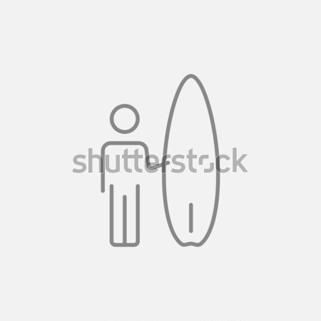 Homem prancha de surfe linha ícone teia móvel Foto stock © RAStudio