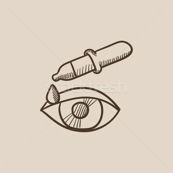 Stock photo: Pipette and eye sketch icon.