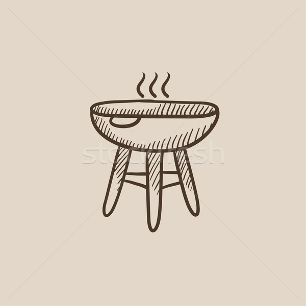 Bouilloire barbecue croquis icône web mobiles Photo stock © RAStudio