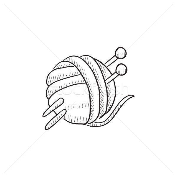 Threads for knitting with spokes sketch icon. Stock photo © RAStudio