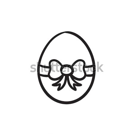 Easter egg with ribbon sketch icon. Stock photo © RAStudio