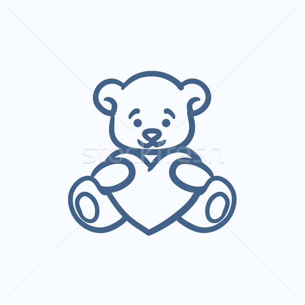 Teddy bear with heart sketch icon. Stock photo © RAStudio