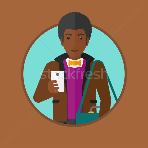 Man using smartphone vector illustration. Stock photo © RAStudio