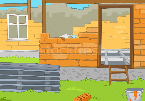 Cartoon background of rural house construction. Stock photo © RAStudio