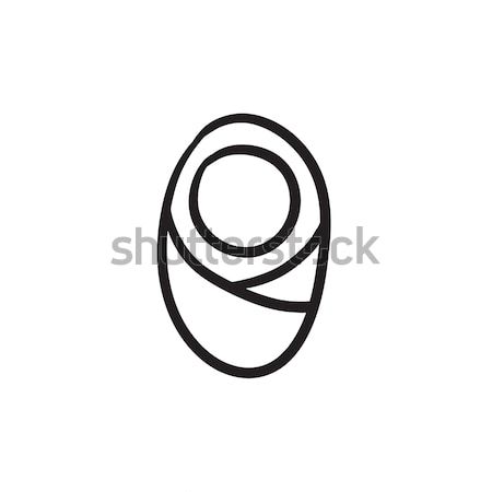 Infant wrapped in swaddling clothes sketch icon. Stock photo © RAStudio