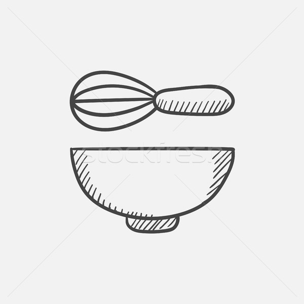 Whisk and bowl sketch icon. Stock photo © RAStudio