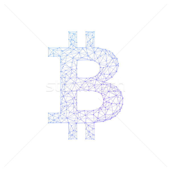 Bitcoin coin in polygon blockchain technology network style. Stock photo © RAStudio