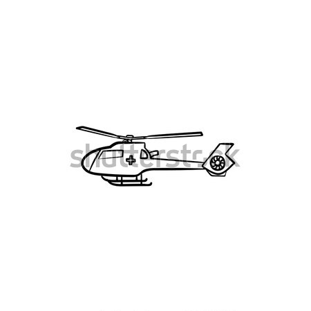 Orvosi helikopter kézzel rajzolt skicc firka ikon Stock fotó © RAStudio