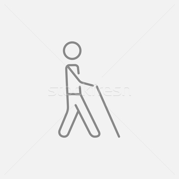 Stockfoto: Blinde · man · stick · lijn · icon · lopen