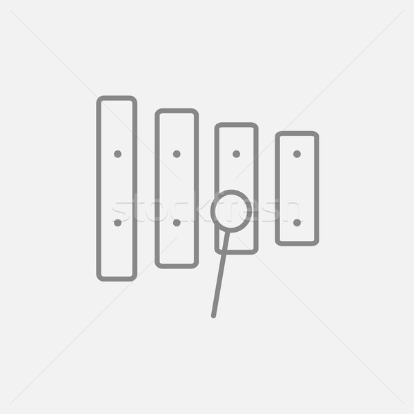 Stock photo: Xylophone with mallet line icon.