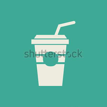 одноразовый Кубок питьевой соломы линия икона Сток-фото © RAStudio