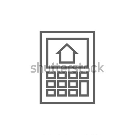 Stock photo: Calculator with house on display line icon.