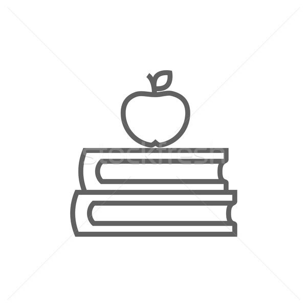 Books and apple on top line icon. Stock photo © RAStudio