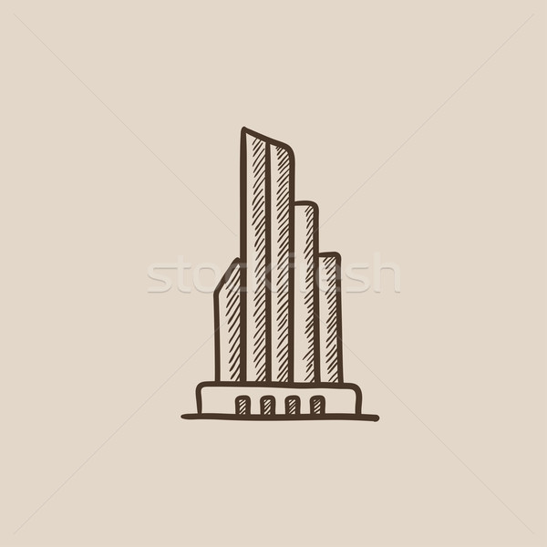 Foto stock: Rascacielos · edificio · de · oficinas · boceto · icono · web · móviles