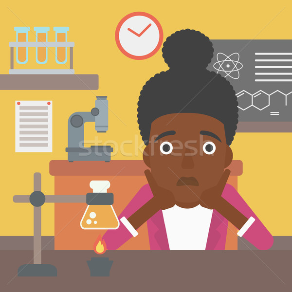 Vrouw wanhoop hoofd chemie klasse vector Stockfoto © RAStudio