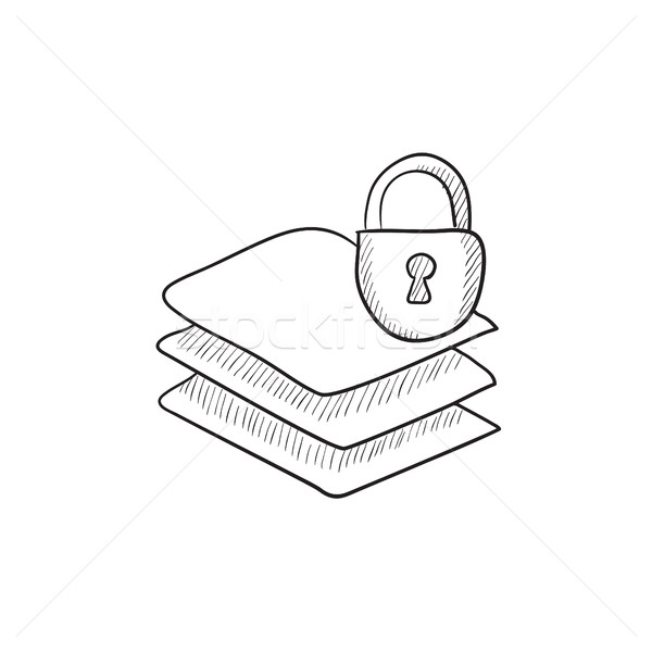 Stack of papers with lock sketch icon. Stock photo © RAStudio