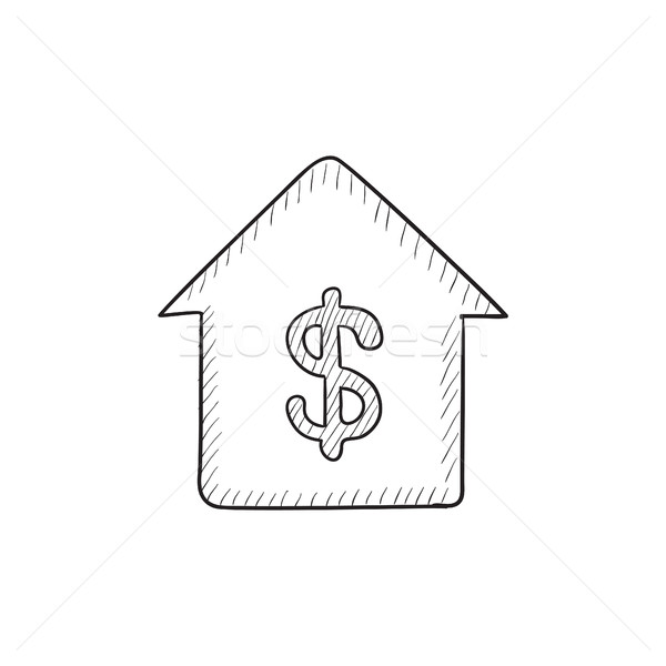 Huis dollar symbool schets icon vector Stockfoto © RAStudio