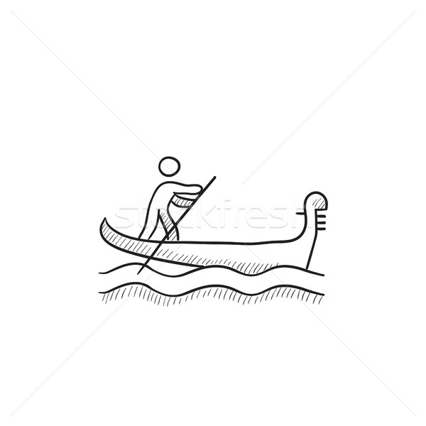 моряк гребля лодка эскиз икона вектора Сток-фото © RAStudio