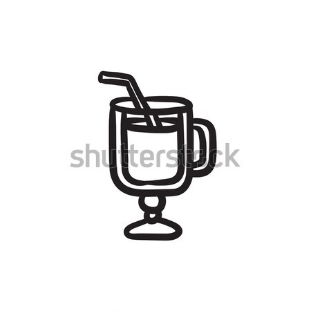 Glass with drinking straw sketch icon. Stock photo © RAStudio