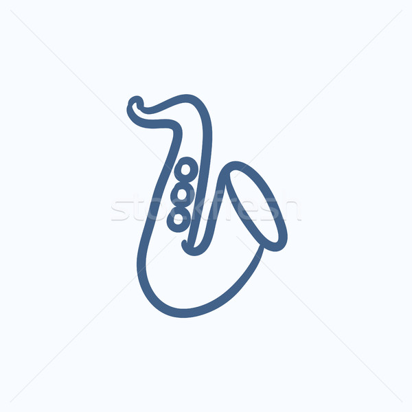 [[stock_photo]]: Saxophone · croquis · icône · vecteur · isolé · dessinés · à · la · main