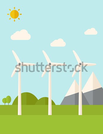 Stock photo: Three windmills