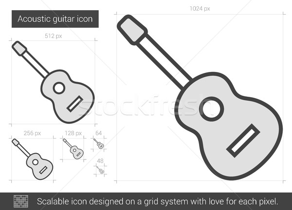 [[stock_photo]]: Guitare · acoustique · ligne · icône · vecteur · isolé · blanche