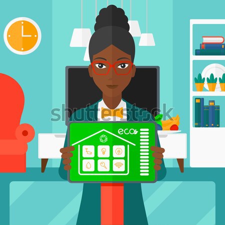 Woman with modular phone vector illustration. Stock photo © RAStudio