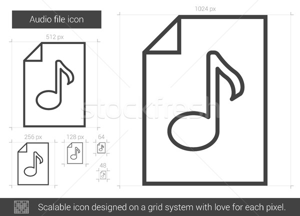 Stock fotó: Audio · akta · vonal · ikon · vektor · izolált