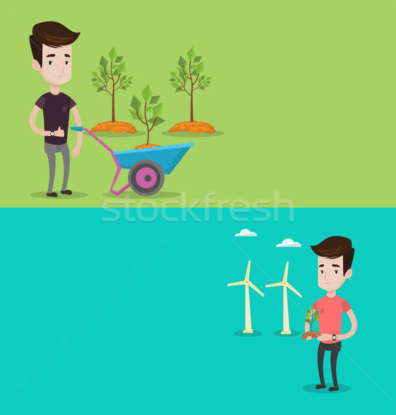 Stock photo: Two ecological banners with space for text.