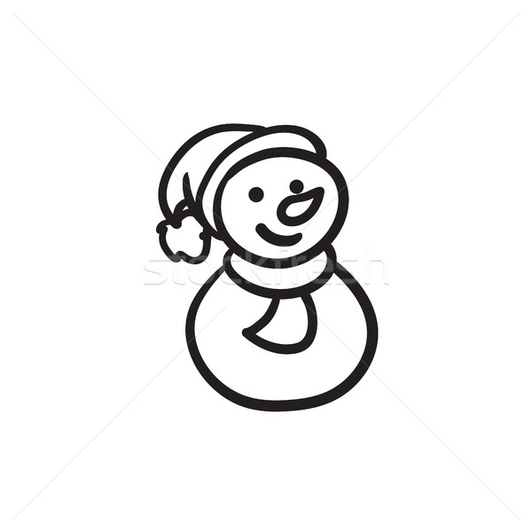 Sneeuwpop schets icon vector geïsoleerd Stockfoto © RAStudio