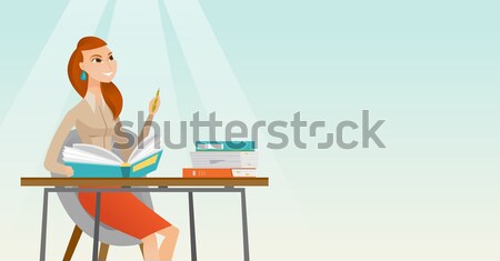 Student writing at the desk vector illustration. Stock photo © RAStudio