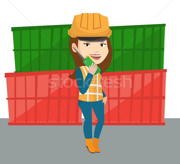 Port worker talking on wireless radio. Stock photo © RAStudio
