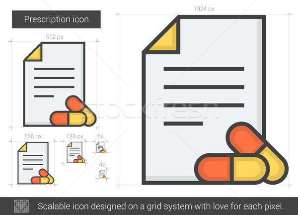 Foto d'archivio: Prescrizione · line · icona · vettore · isolato · bianco