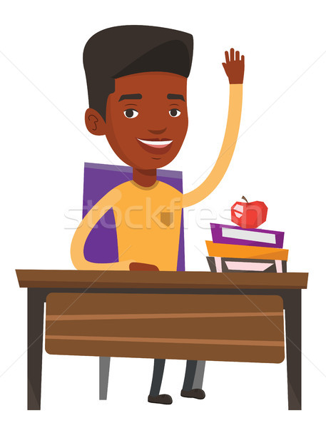 Student raising hand in class for an answer. Stock photo © RAStudio