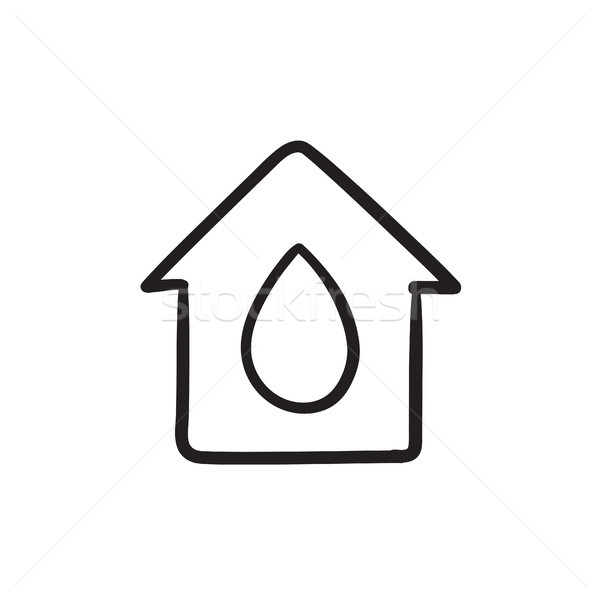 House with water drop sketch icon. Stock photo © RAStudio