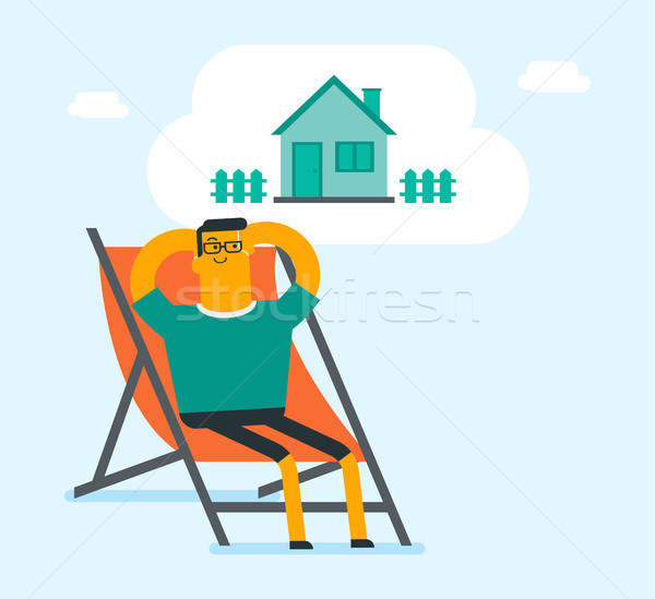 Caucasian white man dreaming about buying a house. Stock photo © RAStudio