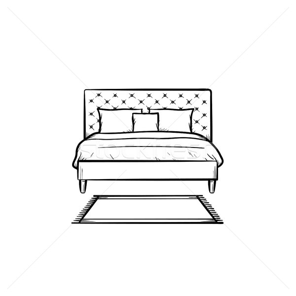 Lit oreillers dessinés à la main croquis icône [[stock_photo]] © RAStudio