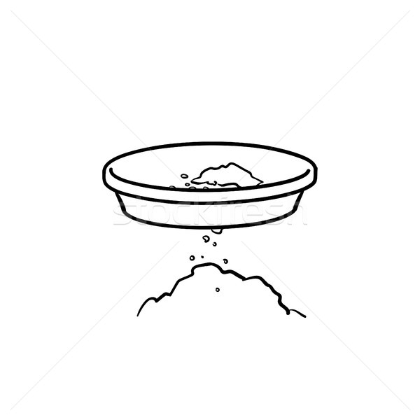Stock photo: Gold mining pan with auriferous sand hand drawn outline doodle i