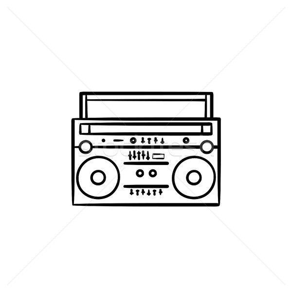 Tape recorder with radio hand drawn outline doodle icon. Stock photo © RAStudio