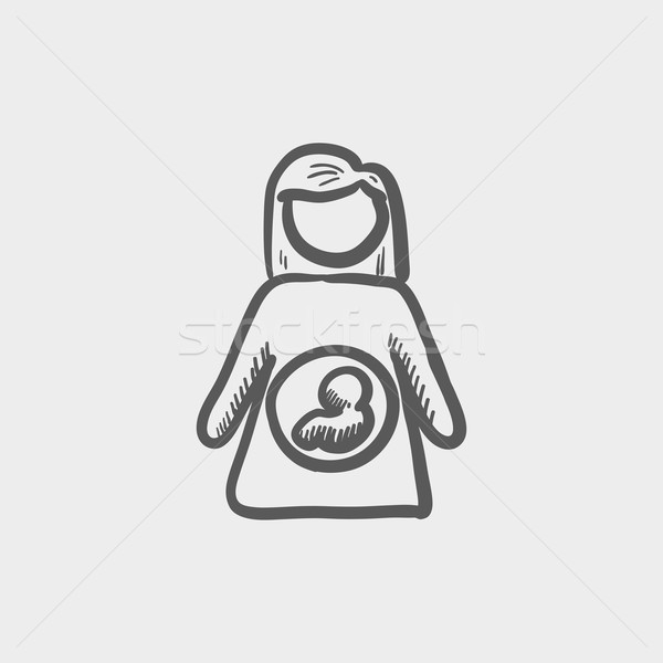 Baby płód matka szkic ikona Zdjęcia stock © RAStudio
