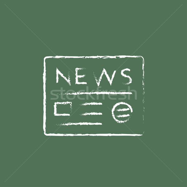 újság ikon rajzolt kréta kézzel rajzolt iskolatábla Stock fotó © RAStudio