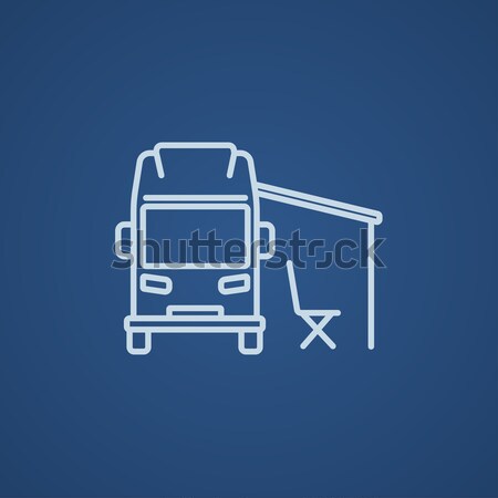 Motorhome with tent line icon. Stock photo © RAStudio