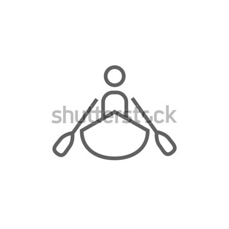 Férfi kajakozás vonal ikon sarkok háló Stock fotó © RAStudio