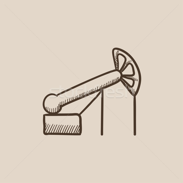 Stock photo: Pump jack oil crane sketch icon.