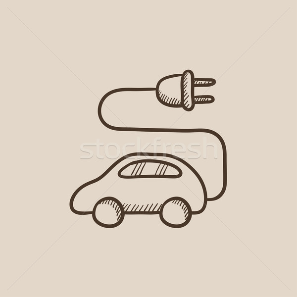 Samochód elektryczny szkic ikona internetowych komórkowych infografiki Zdjęcia stock © RAStudio
