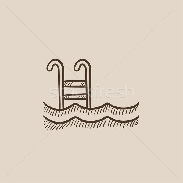 Swimming pool with ladder sketch icon. Stock photo © RAStudio
