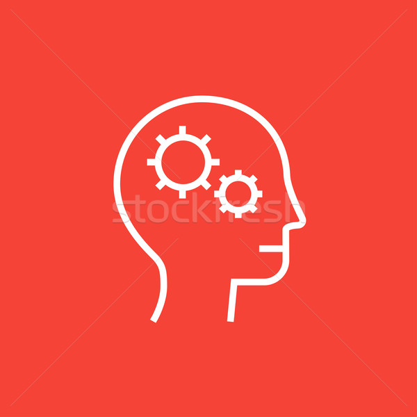 Human head with gear line icon. Stock photo © RAStudio