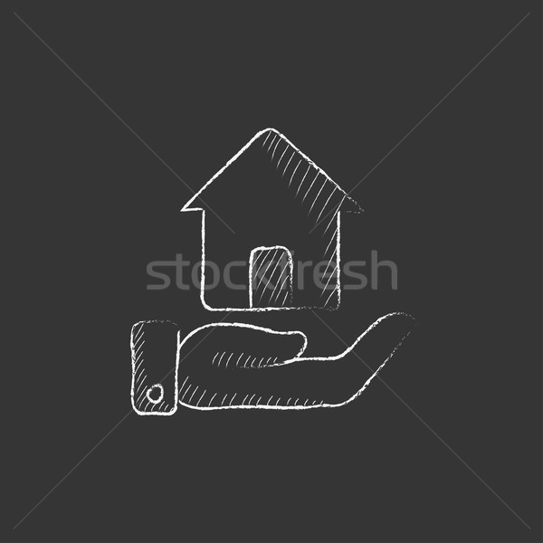 House insurance. Drawn in chalk icon. Stock photo © RAStudio